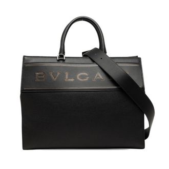 Bulgari Black Leather Handbag Pouch Tote Bag (Pre-Owned)