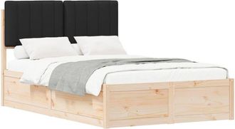 vidaXL Estructura De Cama Con Cabecera Tapizada Negro 120 X 190 Cm Vidaxl