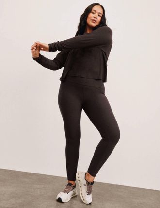 Beyond Yoga Spacedye Out Of Pocket High Waisted Midi Legging In Dark Chocolate