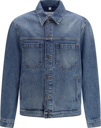Off-white Mens Denim Jacket Half Arrow Light Medium Blue Cotton