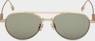 Ermenegildo Zegna Men & apos;s Double-Bridge Titanium Round Sunglasses