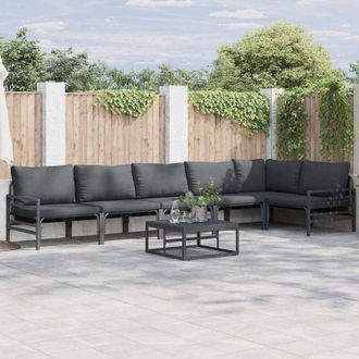 vidaXL Conjunto De Sof&aacute; De Jard&iacute;n 7 Pcs Antracita Acero Vidaxl