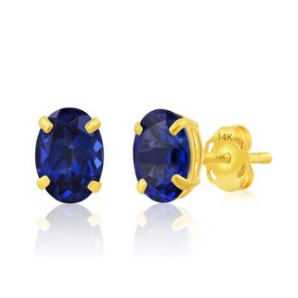 MAX + STONE 14k Yellow or White Gold 7x5mm Oval Stud Earrings with Push Backs