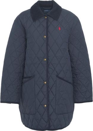 Polo Ralph Lauren Corduroy Collar Quilted Jacket - Dames - Parka Jassen - Blauw - 2XS - Jassen