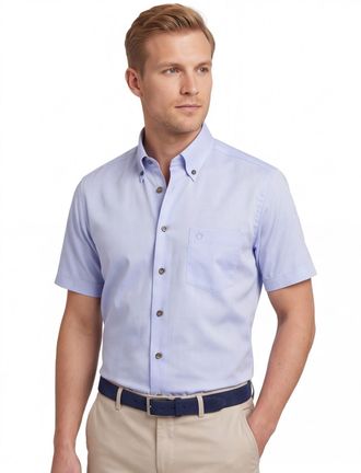 Led&ucirc;b Strijkvrij overhemd lichtblauw Ledub Modern Fit button-down collar