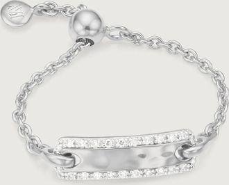 Monica Vinader Sterling Silver Havana Adjustable Friendship Diamond Ring Diamond