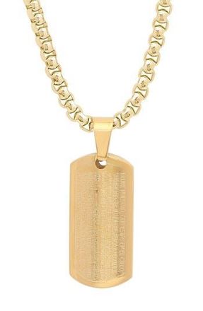 Steeltime Lords Prayer Inscribed Pendant Necklace in Gold at Nordstrom Rack