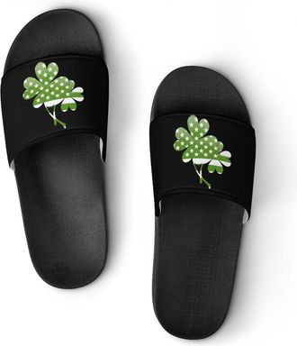 Generic Irish U.S.A Flag Clovers Shower Shoes Slipper for Women Men Beach Slippers Quick Drying Non Slip Open-Toe Sandals