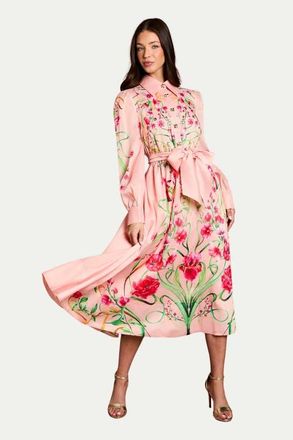 Coast Border Print Organza Shirt Dress in Blush at Nordstrom, Size 12
