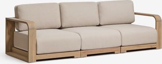 Sklum Sof&aacute; Modular De Jard&iacute;n De 3 Piezas Con Reposabrazos En Madera De Acacia Brivori Sklum