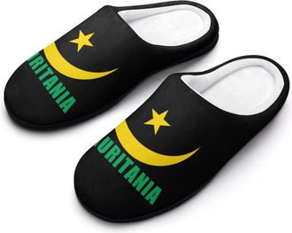 Generic Mauritanian Mauritania Logo Slippers Men Winter Warm Cotton Anti-Slip Indoor Slip-Ons House Shoes