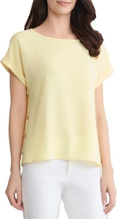 Jones New York Button Side Short Sleeve Top in Cornsilk at Nordstrom, Size Small