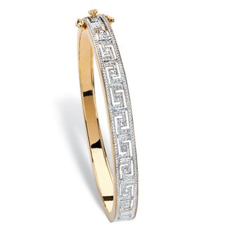 Palm Beach Jewelry Diamond Accent 18k Gold-Plated Greek Key Bangle Bracelet 7.5