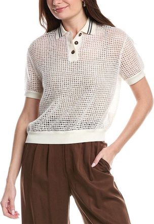 Brunello Cucinelli Open Knit Cashmere Polo Sweater