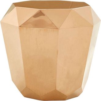 Premier Housewares Interiors by Premier Contemporary Rose Gold Diamond Cut End Table, Geometric Design Lounge Side Table, Sleek Sitting Room Table