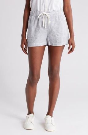 Caslon Stripe Drawstring Linen Blend Shorts in Blue Vintage- White Leah Stp at Nordstrom Rack, Size X-Small