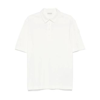 Moncler Polo Shirts, male, White, Size: M Logo Patch Polo Shirt