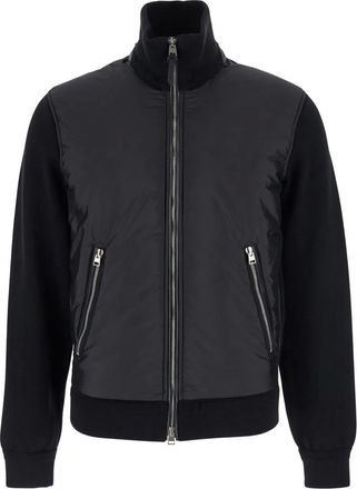 Tom Ford Bomber con zip e inserti in maglia - Nero