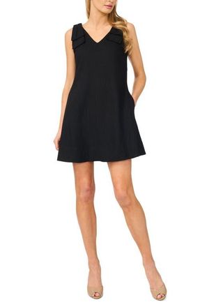 CeCe by Cynthia Steffe Bow Shoulder Shift Minidress in Rich Black at Nordstrom, Size Xx-Small