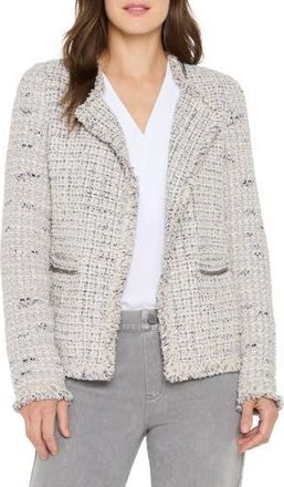 Nic+Zoe Chain Trim Fringe Mix Knit Jacket in Grey Multi at Nordstrom Rack, Size Medium P