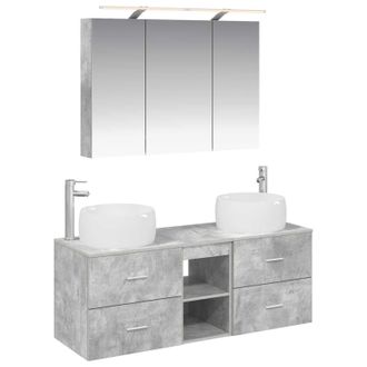 vidaXL Juego De Muebles De Ba&ntilde;o 4 Pcs Gris Hormig&oacute;n Vidaxl