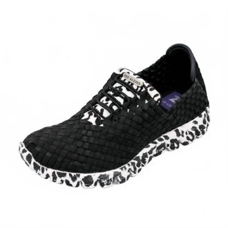 Zee Alexis Womens Danielle Woven Sneakers In Black/snow Leopard