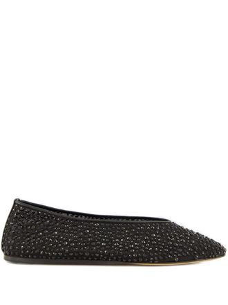 Le Monde Beryl Luna crystal-embellished ballet flats - women - Leather/Polyester/Crystal/Lambskin - 40 - Black