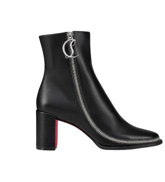 Christian Louboutin Black Leather Zip Booty Size 37