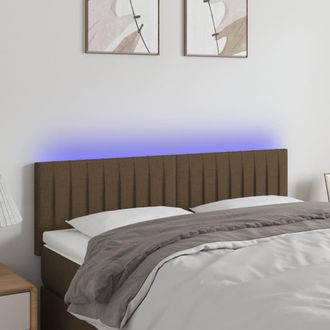 vidaXL Cabecero Con Led De Tela Marr&oacute;n Oscuro 144x5x78/88 Cm Vidaxl