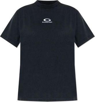Balenciaga T-shirt van gecombineerde stoffen - Dames - T-shirts - Zwart - M - Katoen - Tops