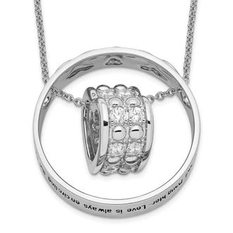 Diamond2Deal Sterling Silver Cubic Zirconia Antiqued Mother and Daughter Necklace
