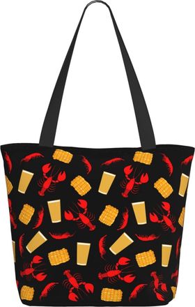 AOOEDM Crawfish Corn Beer Ladies Shopping Bag 13x11x7in.The Perfect ValentineS Day Gift.It Is The Best ValentineS Day Gift For Mom, Daughter, Wife,Etc