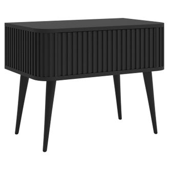 Selsey Selsey Ovarlo - Mesita De Noche - Con Ranuras Y Caj&oacute;n - Con Patas Negras - Negro