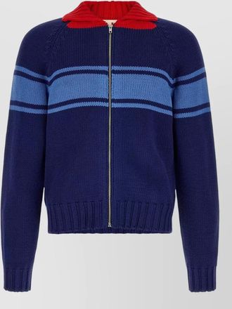 Marni cotton color block zip up cardigan