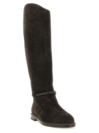 Brunello Cucinelli Womens Black Calfskin Over The Knee Shoe