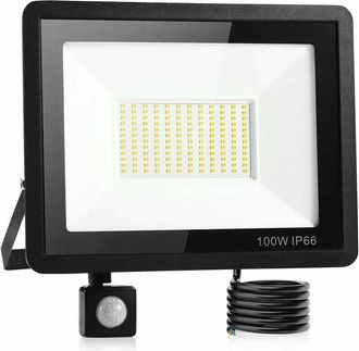 OEM Sensor De Luz Led Para Exteriores De 100 W, Sensor De Luz Para Exteriores Resistente Al Agua Ip66, Luz Blanca Fr&iacute;a, Ampliamente Utilizado En Garajes, 