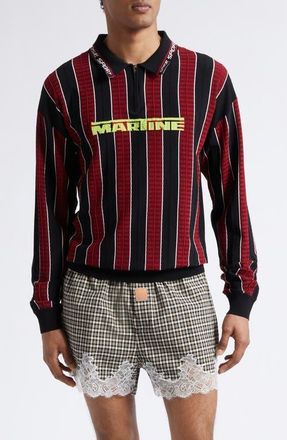 Martine Rose Stripe Logo Polo in Red Black at Nordstrom, Size X-Large