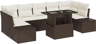 vidaXL Garden Sofa Set with Pillow 8 pcs Brown, Cream 100 x 55 x 73 cm Vidaxl