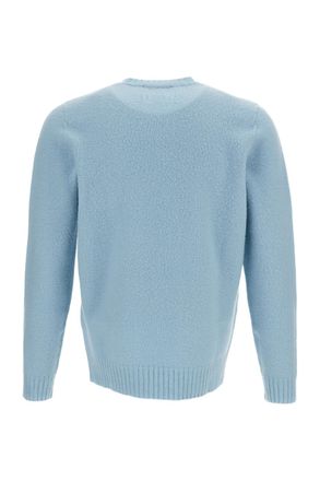 Drumohr Light Blue Jersey-Knit Wool Crewneck Sweater with Raglan Sleeves
