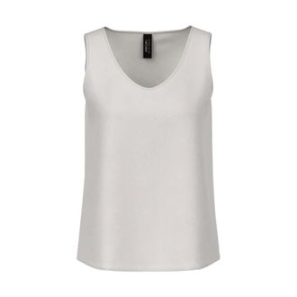 Marc Cain Zijden top met ronde hals - Dames - Tops - Blauw - Maat: 3XL Zijde