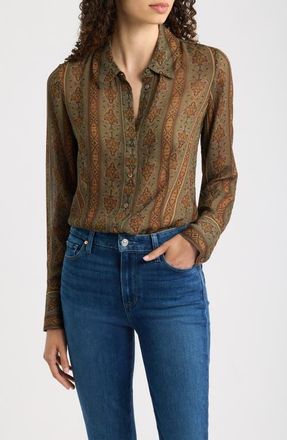 Paige Desano Paisley Button-Up Shirt in Army Multi at Nordstrom, Size 00