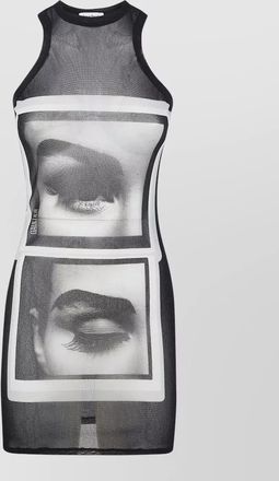 Jean Paul Gaultier mesh tank dress eyes lips print