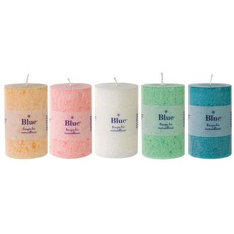 Blue Seven 6 Candele Grande Cilindro Colore Boreale Assortite - Blu