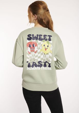 Hailys Sweatshirt HAILYS LS C SW Mi44lou, Damen, Gr. XXL, gr&uuml;n (sage gr&uuml;n), Sweatware, Obermaterial: 60% Baumwolle, 40% Polyester, h&uuml;ftlang, Rundhals, Sweats