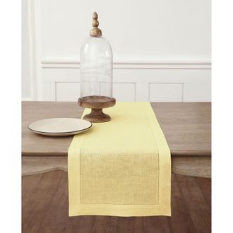 Solino Home Linen Table Runner for Dining Table, Holiday and Everyday Table Decor - Classic Hemstitch in Yellow at Nordstrom, Size X-Large