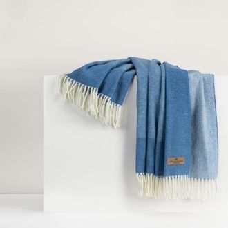 Lands Downunder Border Herringbone Throw in Azure at Nordstrom
