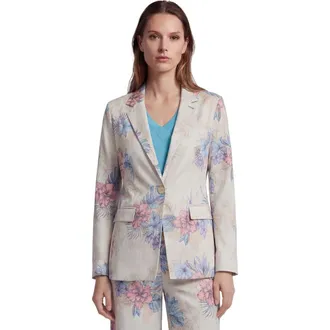 Lords of Harlech Exotic Floral Womens Tailored Blazer in Exotic Floral Neutral at Nordstrom, Size 10