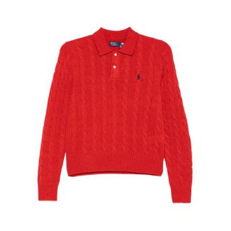 Ralph Lauren Polo Trui met Kabelsteek - Dames - Polos - Rood - L - Tops