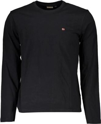 Napapijri Zwarte Longsleeve Crew Neck Tee - Heren - Longsleeves - Zwart - S - Katoen - Tops