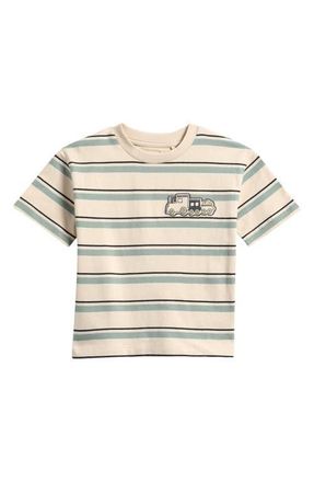 Next Kids Stripe Train Cotton T-Shirt in Beige Multi at Nordstrom, Size 1.5-2Y